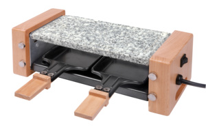 Mini <span class=keywords><strong>raclette</strong></span> électrique avec poignée en bois véritable inspirée de la nature Contrôle de la température Prise américaine Appareil de cuisine pour barbecue intérieur - Product Image 2