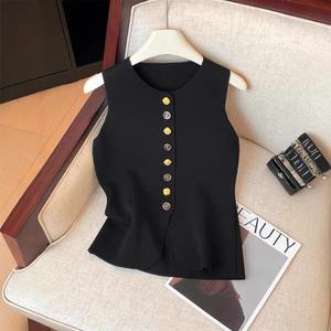 2025 nuovo <span class=keywords><strong>abbigliamento</strong></span> da <span class=keywords><strong>donna</strong></span> all'ingrosso e al dettaglio nuovo stile squisito maglione con bottoni in maglia retrò gilet senza maniche <span class=keywords><strong>Chic</strong></span> Top. - Product Image 2