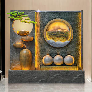 Mur de rideau d'eau en fibre de verre, fontaine à circulation d'eau, boule de Feng Shui, décoration d'eau pour l'extérieur, l'intérieur, le hall, la chambre d'hôtel - Product Image 1