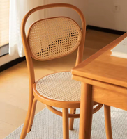 Chaise de salle à manger traditionnelle en bois massif avec dossier en rotin, style américain, pour la maison, les restaurants et les hôtels