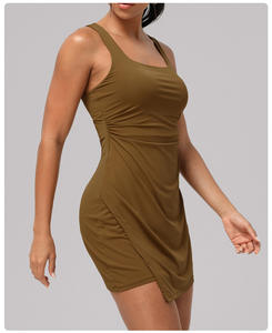 Tenniskleding Zijplooien Gewatteerde Sexy Holle Rug Tennis Yoga Sport Bodycon Jurk Hoge Kwaliteit Damesjurk - Product Image 5