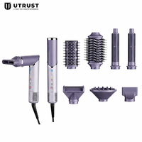 Sèche-cheveux professionnel 8-en-1 BLDC 1400W haute vitesse 110000 tr/min, brosse pliable ionique à air chaud, barils de coiffage auto-enroulants