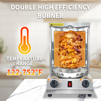 Nouvelle machine à shawarma au gaz COOKAID avec 2 brûleurs en acier inoxydable, capacité de 16 livres pour restaurant, rôtissoire verticale