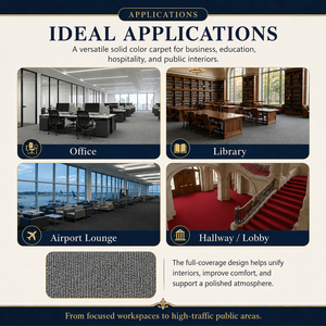 Hotel Carpet Solid Colors Wall to Wall Carpet Commercial Use Classic Style Low Pile Tufted Stain Resistant Polypropylene - Product Image 5