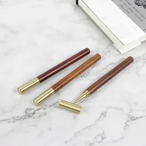 Bolígrafo de Tinta de Gel con Tapa Giratoria de Madera Natural Sólida y Detalles en Latón, Bolígrafo de Madera Retro Hecho a Mano con Logotipo Grabado con Láser Personalizado - Product Image 5