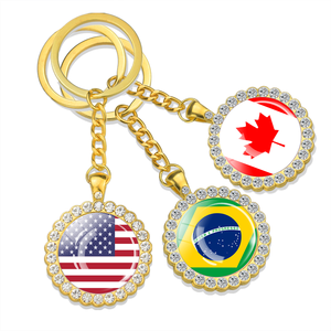 American Flag Key Chain Ring USA Brazil Mexico Canada Costa Rica Argentina Colombia Chile Peru Women Golden Diamond Car Keychain