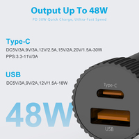 Chargeur de voiture USB C mini de qualité supérieure, 48W, 2 ports, charge rapide, adaptateur de chargeur de voiture compatible PD&QC3.0 pour iPhone Galaxy