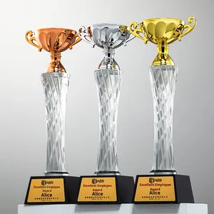 Trophée en verre gravé <span class=keywords><strong>chic</strong></span> avec cristaux, récompense pour champion des ventes, réunion annuelle, employé exceptionnel - Product Image 3