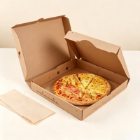 Boîtes à pizza en kraft imprimées sur mesure, boîtes à emporter jetables en carton ondulé, emballage alimentaire pour pizza, gâteau, tarte aux œufs, restaurant commercial