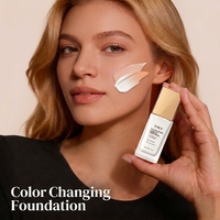 Fond de Teint Hydratant Couvrant et Changeant de Couleur, Longue Tenue, Fini Mat, Imperméable, Crème Teintée Personnalisable