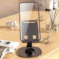 Support de téléphone de bureau pliable entièrement métallique, rotation à 360 degrés, support universel pour iPad et tous les smartphones