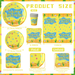 Hot Selling Bright <b>Yellow</b> Ocean Theme Party Tableware Set for Kids Birthday Parties Party Collection - Product Image 3