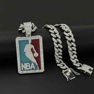 Collier Hip Hop pour hommes, collier pendentif en cristal avec Bling glacé 13mm Miami chaîne cubaine ras du <span class=keywords><strong>cou</strong></span> pour Fans <span class=keywords><strong>de</strong></span> basket - Product Image 4