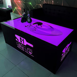 بيع بالجملة سعر رخيص بار كوكاتيل حانة صالة طاولة ليد حجم الشعار إطار معدني زجاج مقسى مخصص - Product Image 5