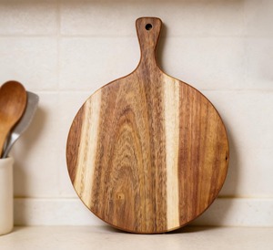 Tabla <span class=keywords><strong>de</strong></span> cortar redonda <span class=keywords><strong>de</strong></span> madera, tabla para servir, bandeja para <span class=keywords><strong>pizza</strong></span> y verduras, madera natural <span class=keywords><strong>de</strong></span> acacia con asa - Product Image 3