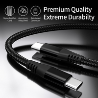 Cable de Carga Rápida Tipo C a C de Nailon Trenzado Taipuxi de 0.5m 1m 2m, Cables de Datos de 60W de Alta Calidad para Automóvil, Venta al Por Mayor