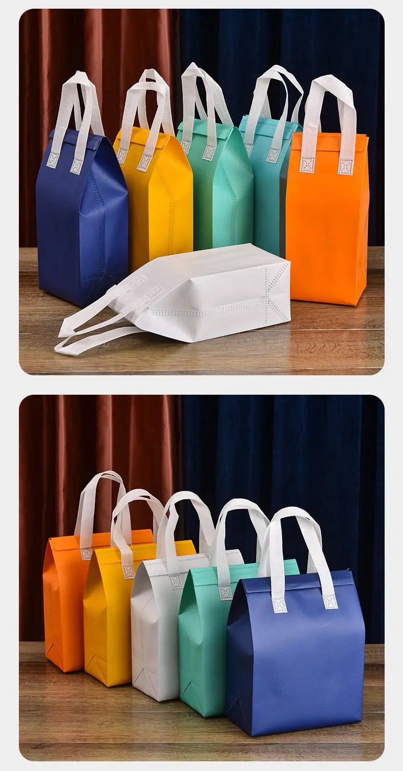 Ücretsiz örnek özel Logo boyutu taşınabilir küçük sıcak gıda torba olmayan dokuma alüminyum folyo yalıtımlı yemek kabı piknik Tote çanta