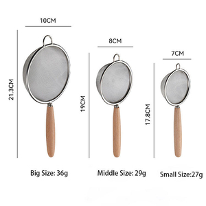 वेल्लैंड इको स्टेनलेस स्टील स्ट्रैनर के साथ वेल्लैंड इको स्टेनलेस स्टील स्ट्रेनर, लकड़ी के हैंडल के साथ ठीक मेष - Product Image 3