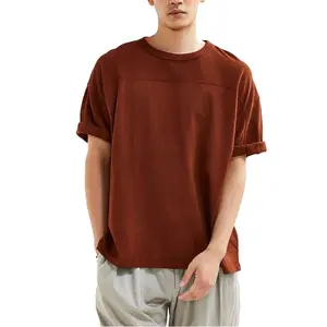 ซื้อจำนวนมากขายส่งราคาถูกธรรมดาผู้ชาย Burgundy Basic T เสื้อลูกเรือคอ