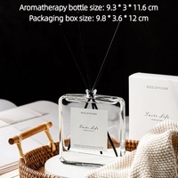 Diffuseur de parfum en verre carré transparent de luxe personnalisé de 120 ml, bâtonnets en coton, décoration d'intérieur, huile aromatique, parfum de voiture