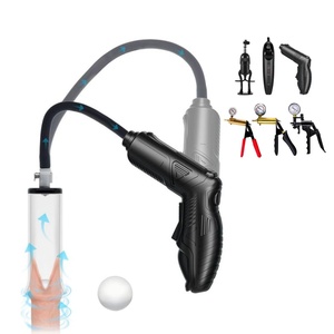 เครื่องปั๊มสุญญากาศสำหรับยืดหนังหุ้มปลายอวัยวะเพศชาย พร้อมเกจวัดแรงดัน ท่อซิลิโคน SM ปั๊มมือ ของเล่นทางเพศสำหรับผู้ชาย สีดำ - Product Image 1