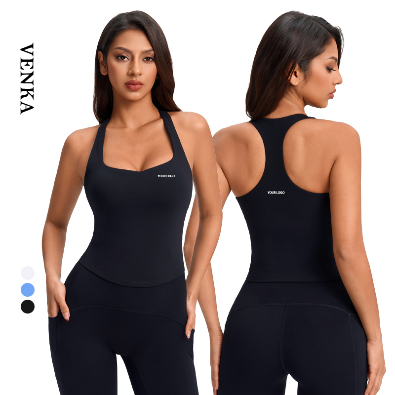 Girls Removable Padded Sport Crop Tops Breathable Beautiful Back Polyester Women Workout Fitness Yoga Sleeveless Tank Top