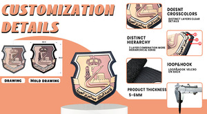 Parches de lujo en 3D, logotipo de marca de goma, parche táctico de Velcro, parches tácticos personalizados, insignia de uniforme con gancho y bucle - Product Image 3
