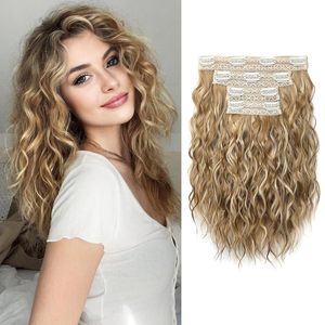 Extensions de cheveux à clipser, courtes, bouclées, ondulées, blondes, invisibles, en dentelle, naturelles, douces, blondes dorées - Product Image 1
