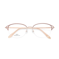 50043 Bingkai Kacamata Wanita Semi-Rimless dengan Tampilan Alami untuk Mengurangi Tanda Penuaan & Membuat Wajah Terlihat Lebih Kecil, Terbuat dari Paduan Logam