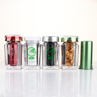 Contenants en pot de supplément vitaminique en plastique personnalisés 55ml bouteille de pilules en acrylique transparent de luxe bouteille de capsule avec bouchon à vis