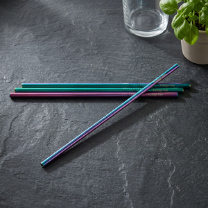 Modern Metal <b>Drinking</b> <b>Straws</b> 4-Pack Reusable Bar Accessories Purple Green Blue - Product Image 4