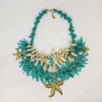 Collier statement CBBA-1980 en or plaqué avec étoiles et perles, pour les soirées - Accessoire élégant et stylé pour femmes