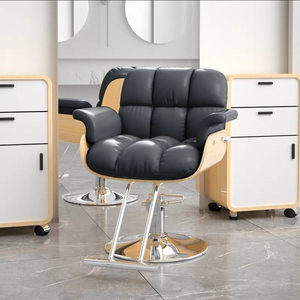 Silla de Oficina Ejecutiva de Alta Comodidad, Silla de Barbero Giratoria Moderna, Ajustable, de Cuero Sintético Ecológico, con Estructura de Hierro, para Salón - Product Image 2