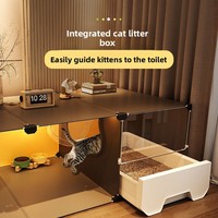 Cats Villa Cage pour chat tout-en-un avec espace de couchage et de toilette, design gain de place, plateau en plastique, résine PP, construction en acier inoxydable