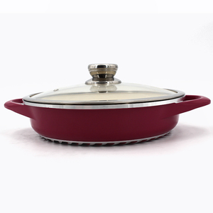 28 cm <span class=keywords><strong>de</strong></span> aluminio antiadherente el tratamiento superficial <span class=keywords><strong>de</strong></span> <span class=keywords><strong>la</strong></span> <span class=keywords><strong>pintura</strong></span> <span class=keywords><strong>de</strong></span> cubierta <span class=keywords><strong>de</strong></span> vidrio cazuela - Product Image 1