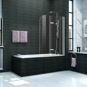 Factory Made European Design Pivot Door Frameless Bath Shower Screen Tempered Glass Shower Bathtub Screen