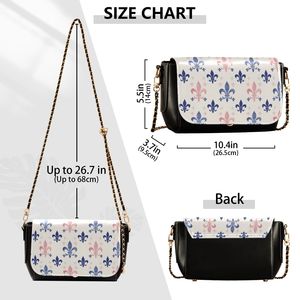 Bolso Bandolera con Estampado de Flor de Lis para Mujer, con Correa de Cadena, Bolso Cruzado con Solapa para Uso Diario - Product Image 2