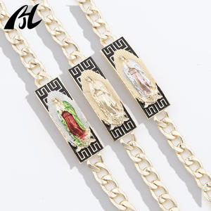 14-каратный позолоченный Религиозный браслет Святой Иуды Девы Марии, святая смерть, черная модная цепочка и звенья - Product Image 6