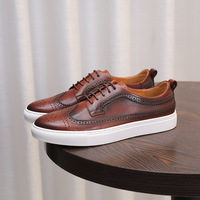 Chaussures de course rétro pour hommes en cuir véritable, durables, rehaussantes, avec coutures renforcées, légères, semelle intermédiaire en caoutchouc