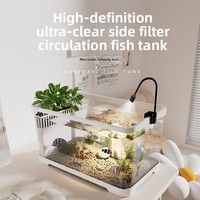 Aquarium carré à filtration latérale avec design éco-paysager et circulation d'eau, pas besoin de changements fréquents d'eau
