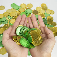 Décoration de fête - Pièce de monnaie en plastique trèfle d'Irlande, pièce de monnaie dorée pour la Saint-Patrick, pièce de monnaie dorée verte électro-plaquée, pièce de monnaie dorée, accessoire