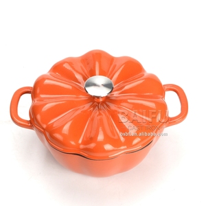 Casserole polyvalente avec couvercle, cocotte avec revêtement <span class=keywords><strong>émaillé</strong></span> antiadhésif, marmite à soupe, cocotte en fonte, cocotte en forme de citrouille - Product Image 4