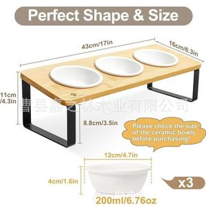 Support surélevé pour gamelles de chat en bambou, couleur naturelle, pour intérieur - Product Image 3