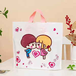 Sacs de shopping en PE jetables à logo personnalisé recyclables, avec soufflet latéral, découpés, avec poignées souples - Product Image 6