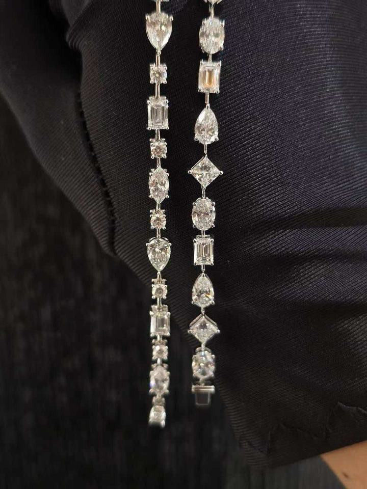 Real Silver Color Real diamond IGI Certificates Tennis Chain VVS Clarity Fancy Cut Lab ...