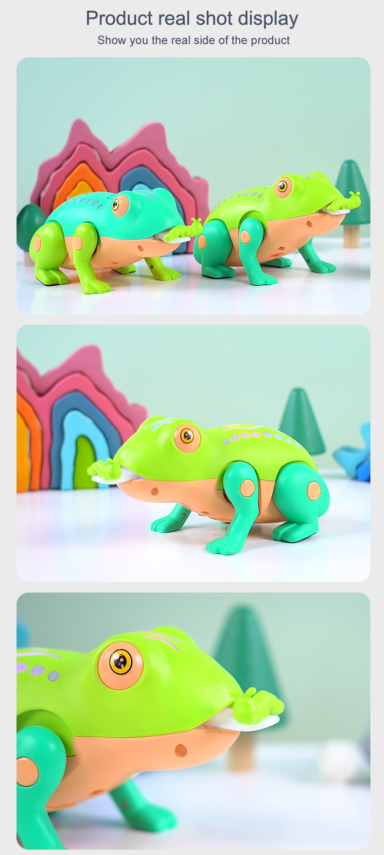 Electric Walking Jumping Frog Toy with Light & Sound, Insect