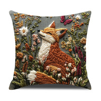 Housses de coussin brodées 3D en gros - Motifs animaux bohèmes vintage (éléphant, renard, chien) pour canapé, chambre et décoration intérieure