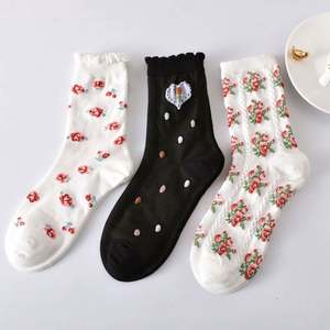 Cotton Autumn Winter Three Dimensional Relief Black White Womens <b>Socks</b> Mid Tube Fashion Korean <b>Socks</b> Women - Product Image 6