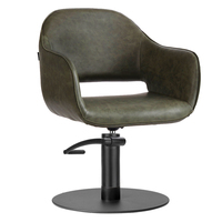 Fauteuil de coiffure en cuir vert sauge pour salon de beauté, chaise de barbier économique avec repose-pieds et vérin hydraulique pour femmes