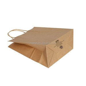 Bolsa de papel Kraft con asa retorcida y logotipo personalizado reciclado barato para llevar - Product Image 4